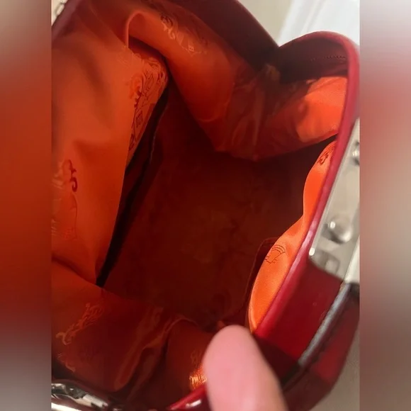 Cécile & Jeanne Paris Red Leather Vintage Doctor Bag Top Handle Crossbody Chic - Picture 10 of 13